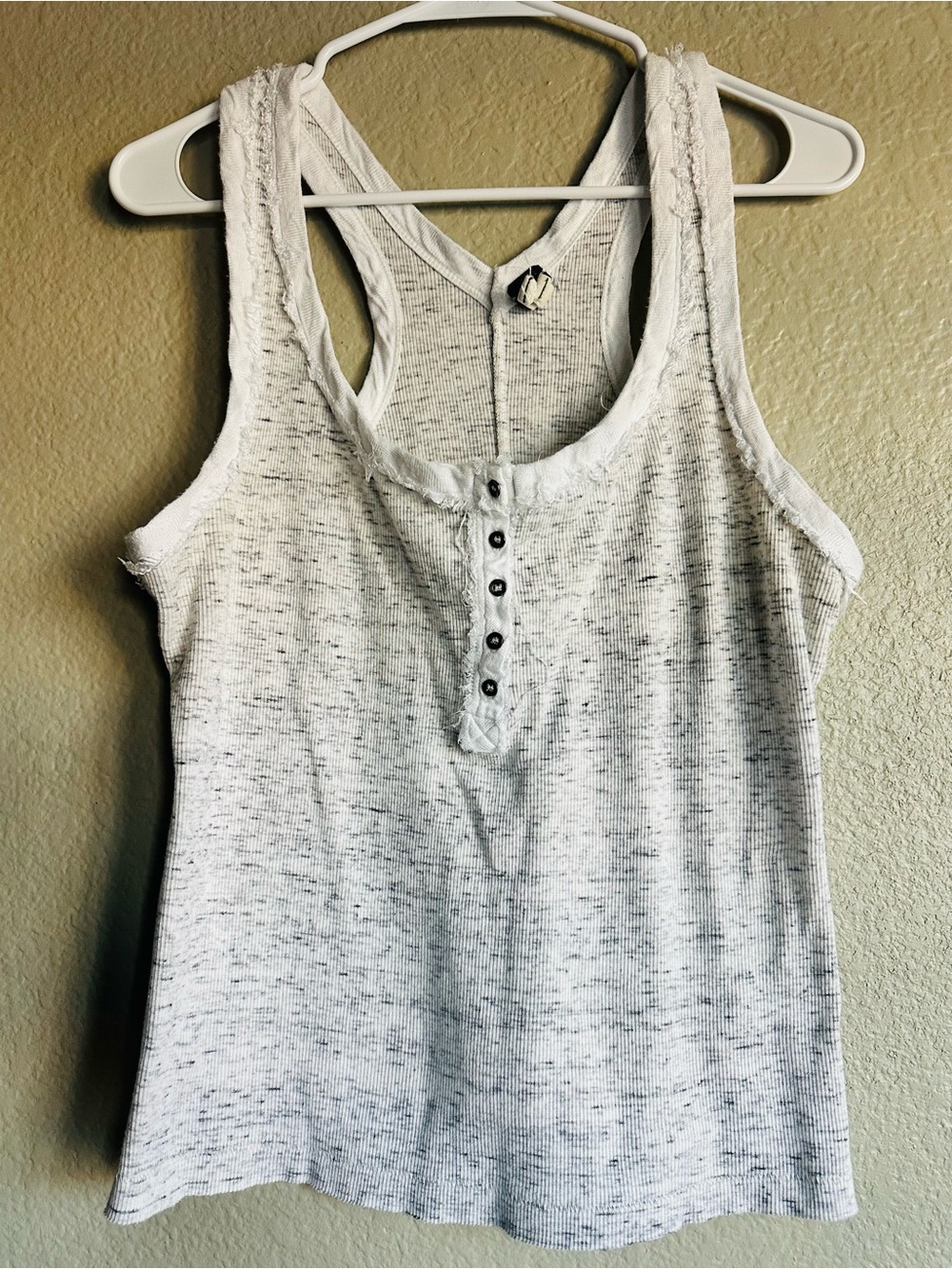 We The Free White Heathered Racerback Henley Tank